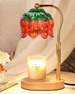 Strawberry Candle Warmer Lamp Height Adjustable, Lotus Strawberry Flower Lamp for Yankee Village Candles, Cute Candle Lamp with Timer & Dimmable, Birthday Christmas Gifts for Women Mom Adult