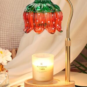 Strawberry Candle Warmer Lamp Height Adjustable, Lotus Strawberry Flower Lamp for Yankee Village Candles, Cute Candle Lamp with Timer & Dimmable, Birthday Christmas Gifts for Women Mom Adult