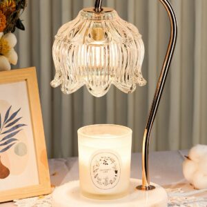 Candle Warmer Lamp with Timer & Dimmable, Adjustable Height Christmas Candle Warming Lamp Gift, Birthday Gifts for Women Mom, House Warming Gifts New Home Marble Base Wax Melt Warmer for Jar Candles