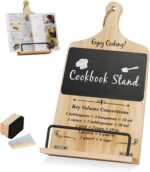 Cookbook Stand with Chalkboard Eraser, Birthday Gifts for Women Mom Wife Grandma, Kitchen Gifts for Woman, Recipe Book Holder Stand, Present Gift Ideas Christmas Xmas, Cookbook Holder