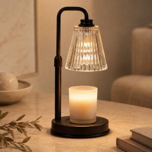 Funistree Height Adjustable Candle Warmer Lamp with Dimmer & Timer, Black Candle Melter Heater with 2 Bulbs, Home Decor, Birthday Gifts for Women, Compatible with Yankee Large Jars