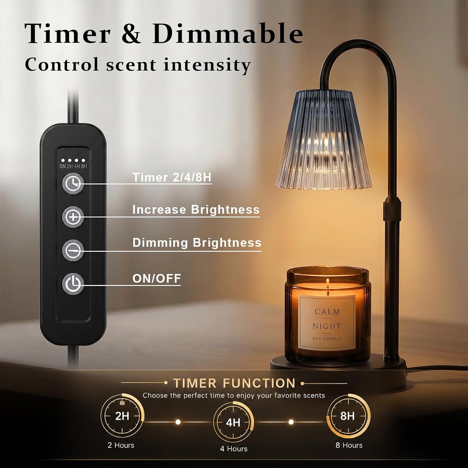 Funistree Black Candle Warmer Lamp with Dimmer, Candle Warmer Gifts for Men Women, Birthday Presents for Mum Friends, New Home Gifts, Candle Heater Lamp for Yankee Candles - Image 7
