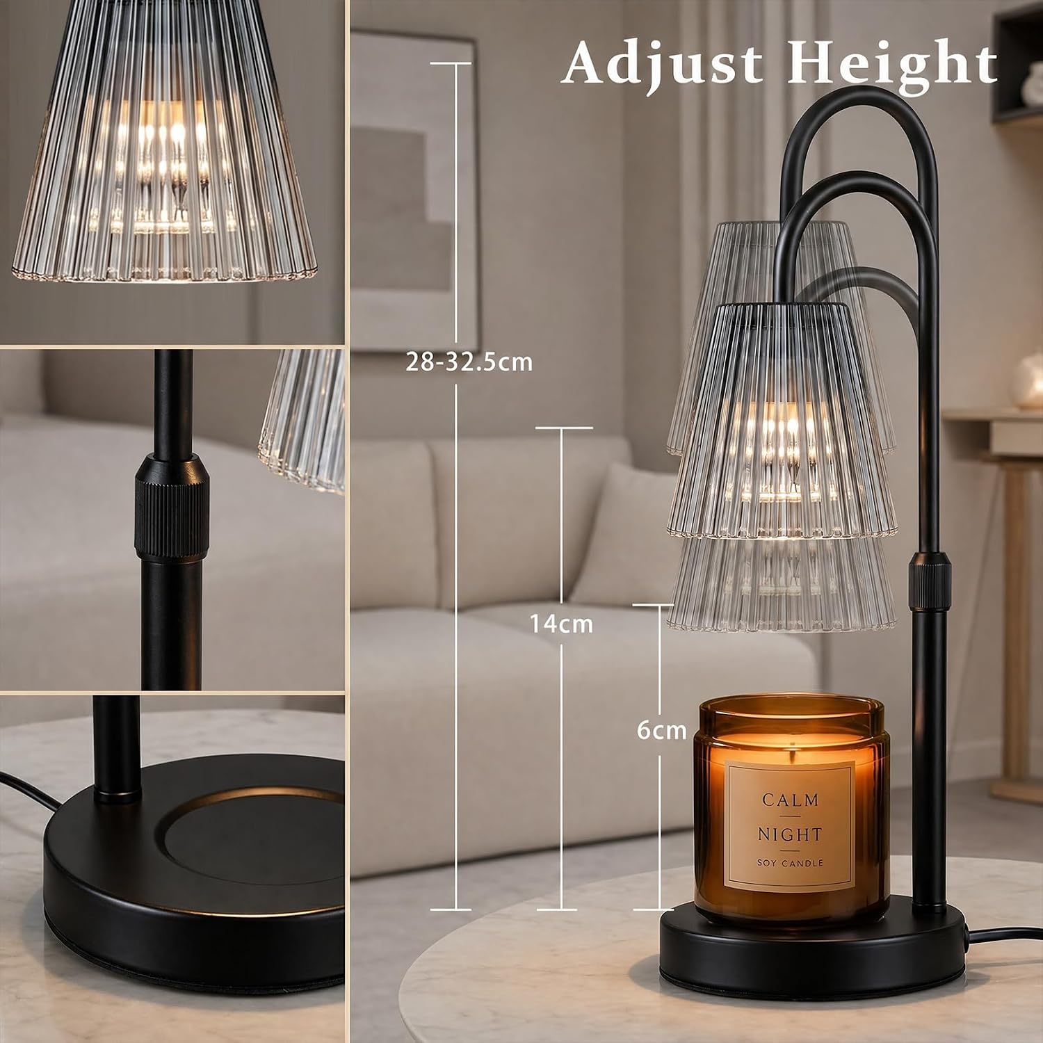 Funistree Black Candle Warmer Lamp with Dimmer, Candle Warmer Gifts for Men Women, Birthday Presents for Mum Friends, New Home Gifts, Candle Heater Lamp for Yankee Candles - Image 6