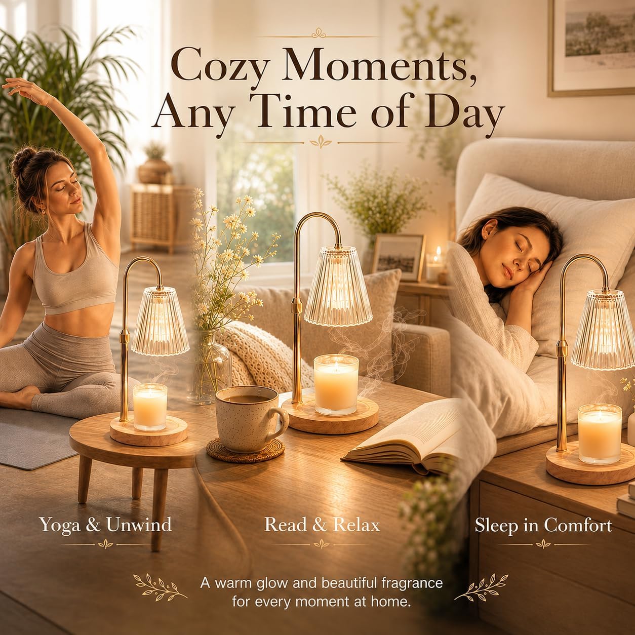 Funistree Candle Warmer Lamp with Timer & Dimmer, Height Adjustable Candle Warmer with 2 Bulbs, Birthday Gifts for Women Mum, New Home Gifts, Dimmable Candle Heater Lamp for Yankee Candles - Image 5