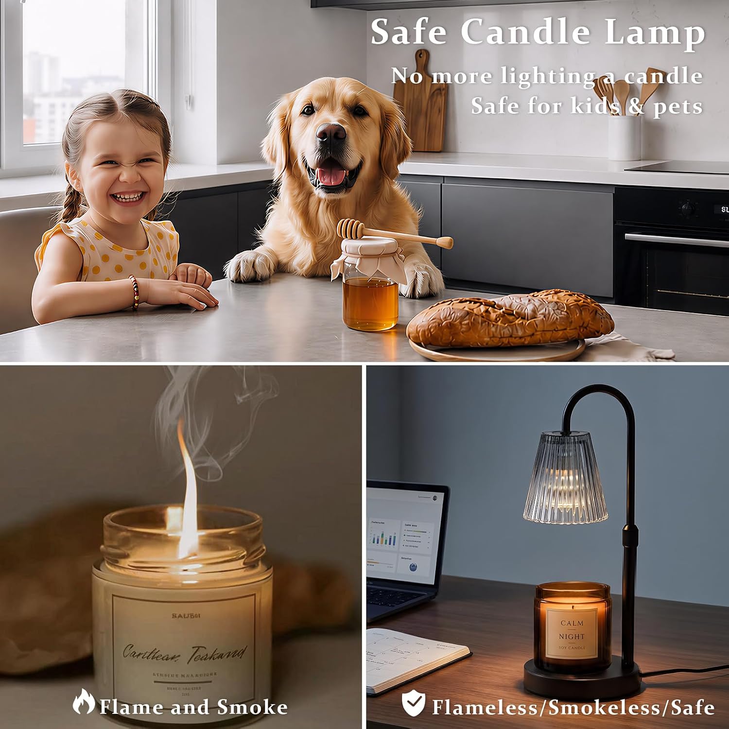 Funistree Black Candle Warmer Lamp with Dimmer, Candle Warmer Gifts for Men Women, Birthday Presents for Mum Friends, New Home Gifts, Candle Heater Lamp for Yankee Candles - Image 3