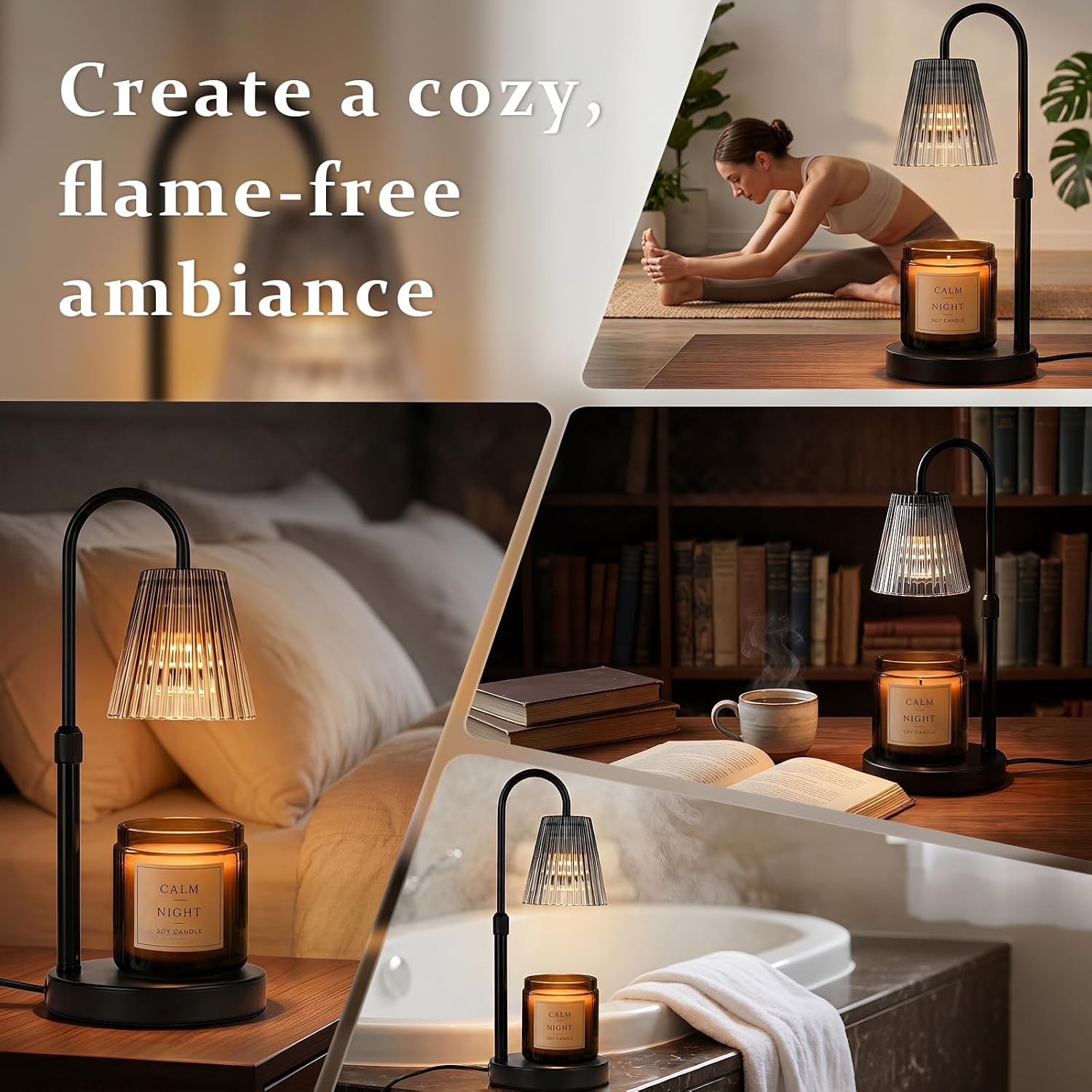 Funistree Black Candle Warmer Lamp with Dimmer, Candle Warmer Gifts for Men Women, Birthday Presents for Mum Friends, New Home Gifts, Candle Heater Lamp for Yankee Candles - Image 4